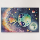 Aquarellmalerei auf Chibi-Alien Puzzle (Horizontal)