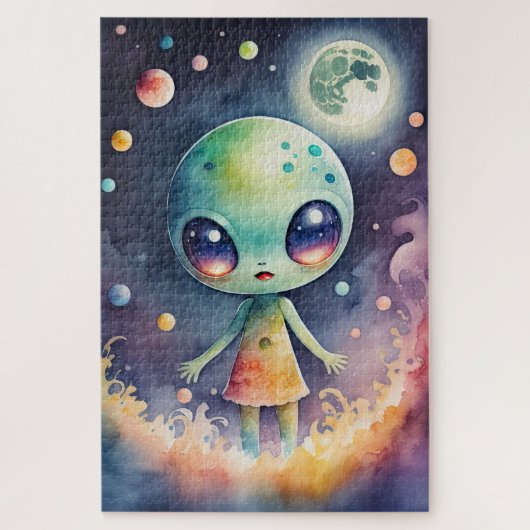Aquarellmalerei auf Chibi-Alien Puzzle (Vertikal)