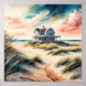 Aquarellmalerei auf dem Beach House Poster (Vorne)
