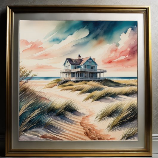 Aquarellmalerei auf dem Beach House Poster