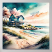 Aquarellmalerei auf dem Beach House Poster (Vorne)