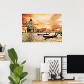 Aquarellmalerei auf dem Canale Grande, Venedig Poster (Heimbüro)