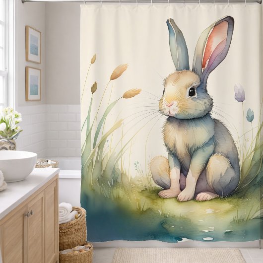 Aquarellmalerei auf dem Kaninchen Duschvorhang