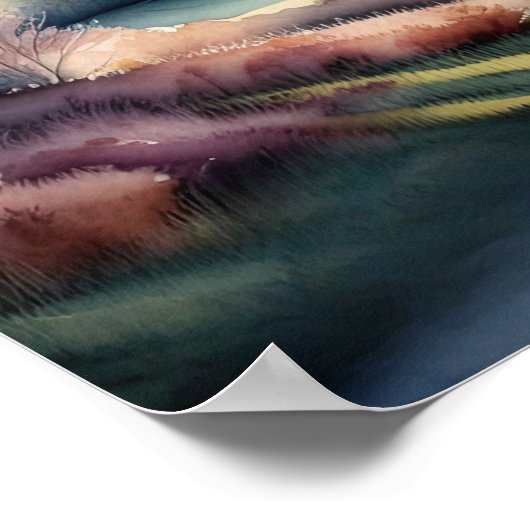 Aquarellmalerei auf dem Land Poster (Ecke)