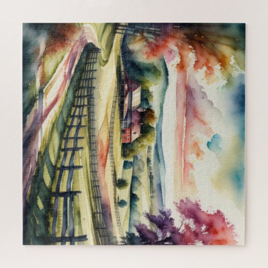 Aquarellmalerei auf dem Land Puzzle (Horizontal)