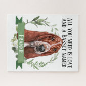 Aquarellmalerei auf einem Basset-Hund auf einem Pu Puzzle (Horizontal)