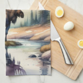 Aquarellmalerei auf Elche im Wald Geschirrtuch (Viertel Falte)