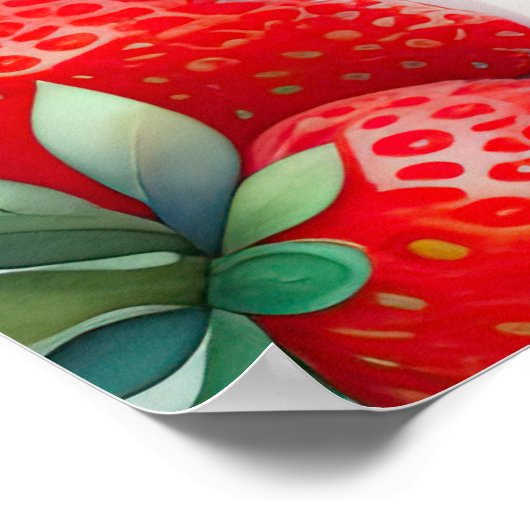 Aquarellmalerei auf Erdbeeren Poster (Ecke)