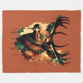 Aquarellmalerei auf erdfarbenem Elch Fleecedecke (Vorderseite (Horizontal))