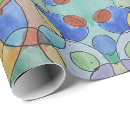Aquarellmalerei auf farbenfrohe Kreise, Kinder Kun Geschenkpapier (Rolleneckpunkt)