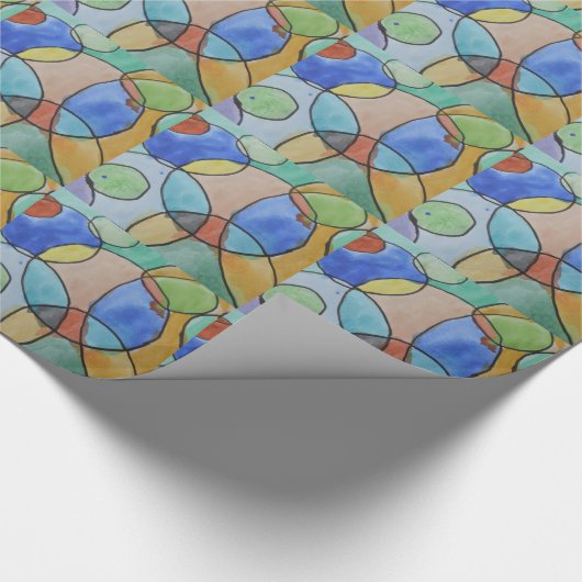 Aquarellmalerei auf farbenfrohe Kreise, Kinder Kun Geschenkpapier (Ecke)