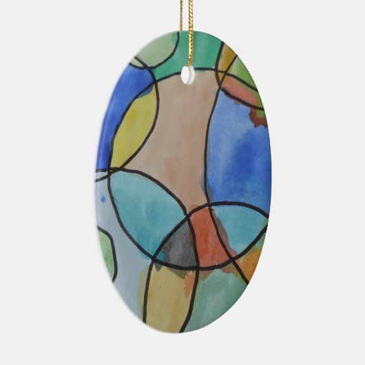 Aquarellmalerei auf farbenfrohe Kreise, Kinder Kun Keramikornament (Rechts)