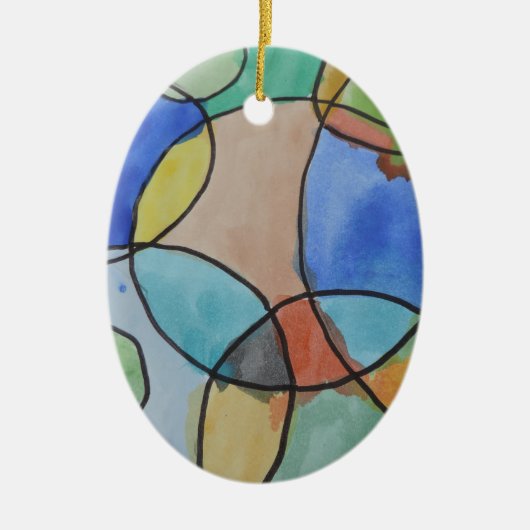 Aquarellmalerei auf farbenfrohe Kreise, Kinder Kun Keramikornament (Vorne)