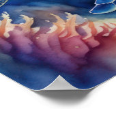 Aquarellmalerei auf farbenfrohe Meeresschildkröten Poster (Ecke)