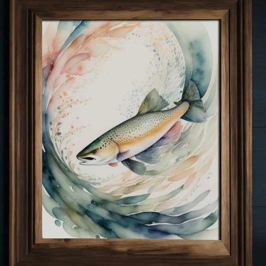 Aquarellmalerei auf Fischforelle Poster