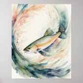 Aquarellmalerei auf Fischforelle Poster (Vorne)
