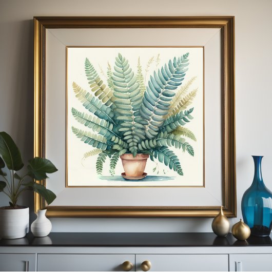 Aquarellmalerei auf gegossene Fern Poster