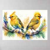 Aquarellmalerei auf gelben Vogel 3:2 Poster (Vorne)