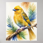 Aquarellmalerei auf gelben Vogel 5:4 Poster (Vorne)