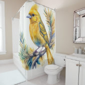Aquarellmalerei auf gelben Vogel Duschvorhang (Beispiel)