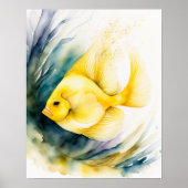 Aquarellmalerei auf Gelbfisch Poster (Vorne)
