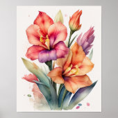 Aquarellmalerei auf Gladiolas III Poster (Vorne)