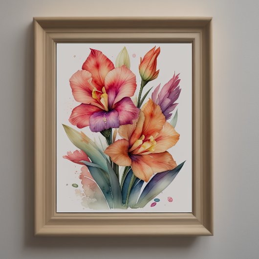 Aquarellmalerei auf Gladiolas III Poster