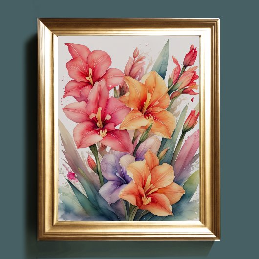 Aquarellmalerei auf Gladiolas VII Poster