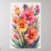 Aquarellmalerei auf Gladiolas VIII Poster (Vorne)