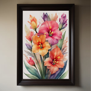 Aquarellmalerei auf Gladiolas VIII Poster