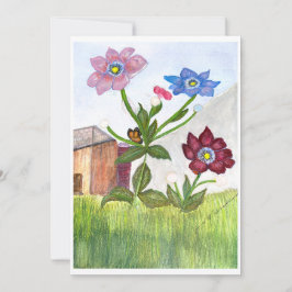 Aquarellmalerei auf Gras und Blume Einladung