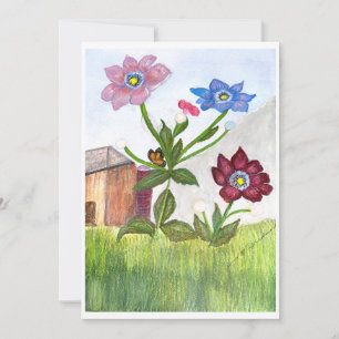 Aquarellmalerei auf Gras und Blume Einladung