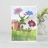 Aquarellmalerei auf Gras und Blume Einladung (Stehend Vorderseite)