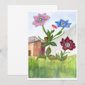 Aquarellmalerei auf Gras und Blume Einladung (Vorne/Hinten)