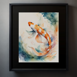 Aquarellmalerei auf Koi Fisch Poster