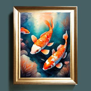 Aquarellmalerei auf Koi-Fisch VI Poster