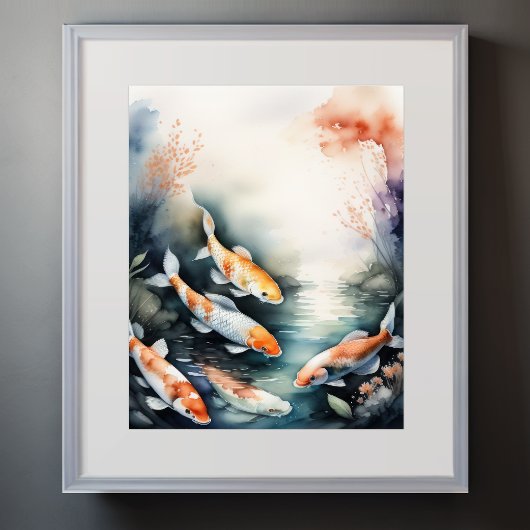 Aquarellmalerei auf Koi IV Poster