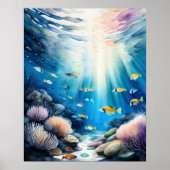Aquarellmalerei auf Korallenrifffischen Poster (Vorne)