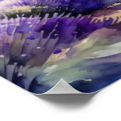 Aquarellmalerei auf Lavendelfeldern Landschaft Poster (Ecke)