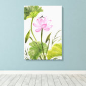 Aquarellmalerei auf Lotus Blume 2 Leinwanddruck (Insitu (Holzboden))