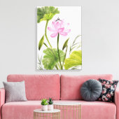 Aquarellmalerei auf Lotus Blume 2 Leinwanddruck (Insitu (Wohnzimmer))