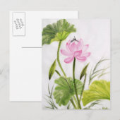 Aquarellmalerei auf Lotus Blume 2 Postkarte (Vorne/Hinten)