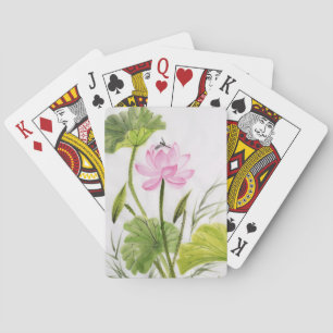 Aquarellmalerei auf Lotus Blume 2 Spielkarten