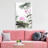 Aquarellmalerei auf Lotus-Blume Leinwanddruck (Insitu (Wohnzimmer))
