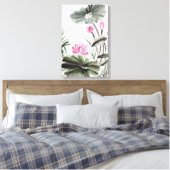 Aquarellmalerei auf Lotus-Blume Leinwanddruck (Insitu (Schlafzimmer))