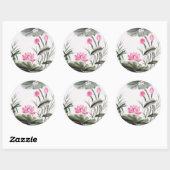 Aquarellmalerei auf Lotus-Blume Runder Aufkleber (Blatt)