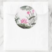 Aquarellmalerei auf Lotus-Blume Runder Aufkleber (Tasche)
