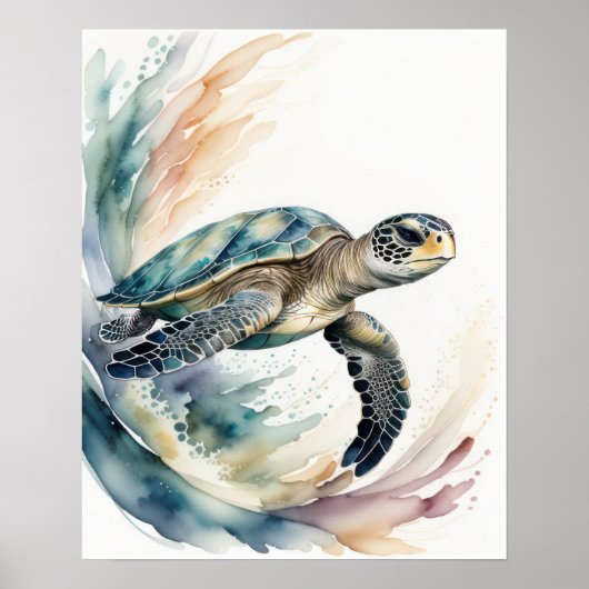 Aquarellmalerei auf Meeresschildkröten - Munition Poster (Vorne)