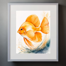Aquarellmalerei auf Orangenfisch II Poster
