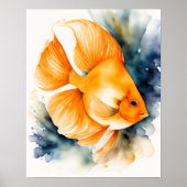 Aquarellmalerei auf Orangenfisch Poster (Vorne)